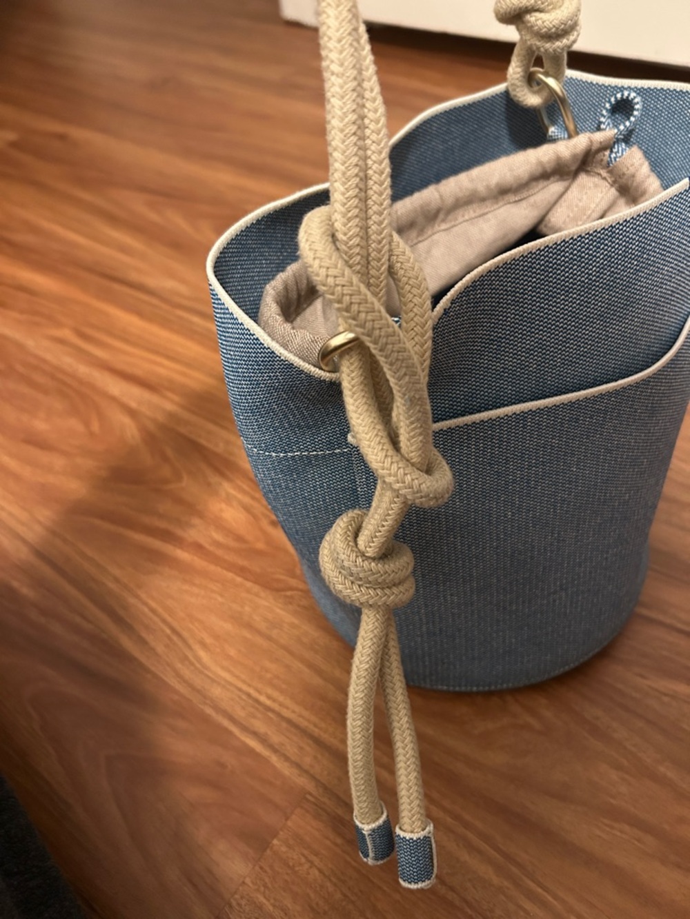 NWOT! ROTHY’S Light Blue Canvas Bucket Bag with Rope Handle - Picture 7 of 10